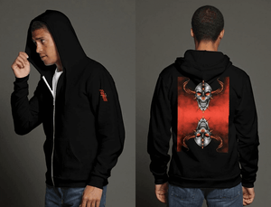Two-Headed Fiend Zip Hoodie - Black - TatteredTs